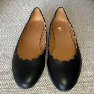 J.Crew Black Leather Ballet Flats, Size 6.5